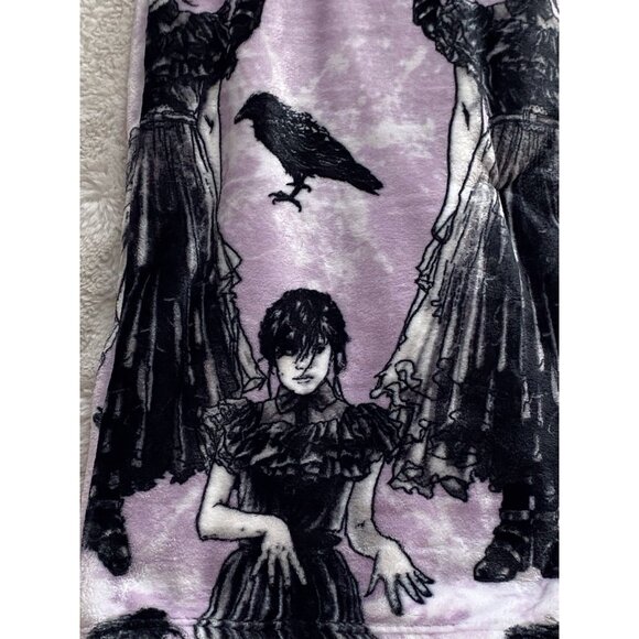 Wednesday Addams Dancing Netflix Show Soft Plush Throw 50” X 70” Purple Crow NEW - Picture 9 of 14